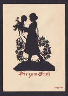Georg Plischke - Dir Zum Sruk / Postcard Circulated, 2 Scans - Silhouette - Scissor-type