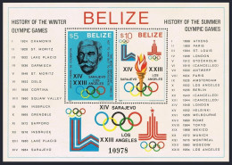 Belize 555-562,MNH. Olympics Lake Placid-1980, Moscow-1980. Pierre De Coubertin. - Belize (1973-...)