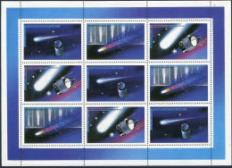 Belize 812-813 Sheets, ERROR Gold Omitted, MNH. Mi 873-878. Halley's Comet 1986 - Belice (1973-...)