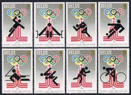 Belize 451-458, 459-460 Sheets, MNH. Mi 432-439, Bl.10-11. Olympics Moscow-1980. - Belize (1973-...)