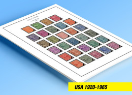 COLOR PRINTED USA 1920-1965 STAMP ALBUM PAGES (66 Illustrated Pages) >> FEUILLES ALBUM - Pre-printed Pages