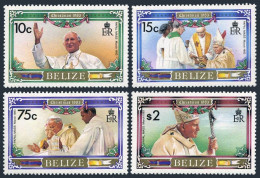 Belize 694-697, 698, MNH. Mi 719-722, Bl.61. Christmas 1983. Pope John Paul II. - Belize (1973-...)