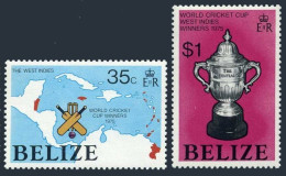 Belize 381-382, MNH. Michel 364-365. World Cricket Cup, 1976. Map. - Belize (1973-...)