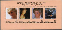 Belize 1091 Ad Sheet, MNH. Mi Bl.99. Diana, Princess Of Wales, 1961-1997. 1998. - Belice (1973-...)