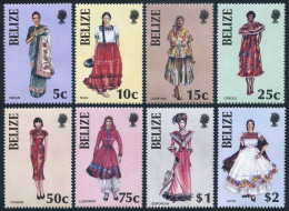 Belize 798-805,806,MNH.Michel 850-857,Bl.76. Folk Costumes,1986.Maya,So.America. - Belize (1973-...)