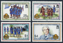 Belize 873-877,MNH.Michel 964-967,Bl.93. Girl Guides,50.Lady Baden-Powell.Roses. - Belice (1973-...)