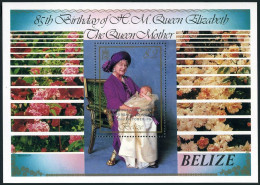 Belize 775-776,MNH.Michel Bl.71-72. Queen Mother Elizabeth,85th Birthday.Roses. - Belize (1973-...)