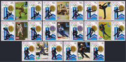 Belize 503-510 Pairs/label, MNH. Mi 501-508. Olympics Lake Placid-1980. Medals. - Belice (1973-...)