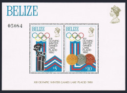 Belize 469-470, MNH. Michel Bl.12-13. Olympics Lake Placid-1980. Torch, Medals. - Belice (1973-...)