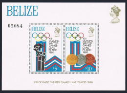 Belize 469-470, MNH. Michel Bl.12-13. Olympics Lake Placid-1980. Torch, Medals. - Belize (1973-...)