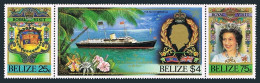 Belize 782-784a Strip,785,MNH.Michel 825-827,828 Bl.73. QE II,Yacht BRITANNIA. - Belize (1973-...)