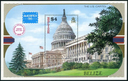 Belize 822, MNH. Michel Bl.82. AMERIPEX-1986: Capitol. - Belice (1973-...)