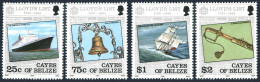 Cayes Of Belize 10-13,MNH. Mi 10-13. Lloyd's List,1984. Lutine Bell, Ship, Sword - Belice (1973-...)