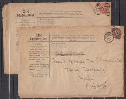 Great Britain - GB / UK 1897 ⁕ QV, "The Naturalist" Two Old Cover LEEDS - UNTERHALLAU (Hallau), HALIEIN - See Scan - Covers & Documents
