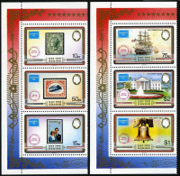 Belize 820-821 Strips, 822, MNH. Mi 892-898, Bl.92. AMERIPEX-1986. Liberty Bell, - Belize (1973-...)