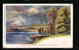 Künstler-Lithographie Anton Hlavacek: Matt-See Mit Dem Untersberg, Frühlingsgewitter  - Autres & Non Classés