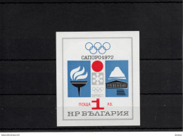 BULGARIE 1971 JEUX OLYMPIQUES DE SAPPORO Yvert BF 35, Michel Block 33 NEUF** MNH Cote 10 Euros - Blokken & Velletjes