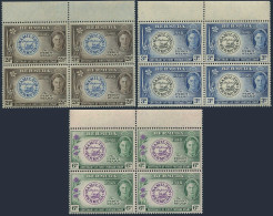 Bermuda 135-137 Blocks/4,MNH. Mi 122-124. 1949. Perot Stamp, Floral Arrangement. - Bermudas