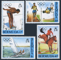 Bermuda 453-456,lightly Hinged. Olympics Los Angeles 1984.Swimming,Equestrian, - Bermuda