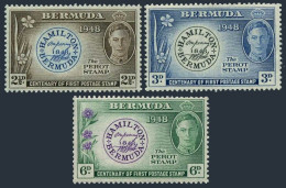 Bermuda 135-137, MNH. Michel 122-124. 1949. Perot Stamp, Floral Arrangement - Bermudas