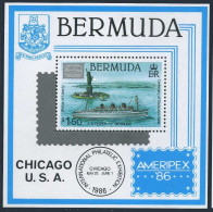 Bermuda 508, MNH. Michel 497 Bl.6. AMERIPEX-1986: Statue Of Liberty, Ship. - Bermudes