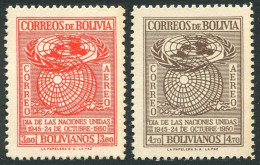 Bolivia C138-C139, Ninged. UN, 5th Ann. 1950. Globe. - Bolivien