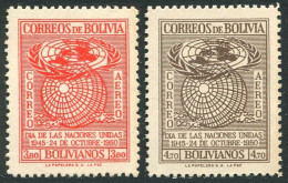 Bolivia C138-C139, Ninged. UN, 5th Ann. 1950. Globe. - Bolivia