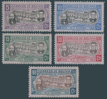 Bolivia 308-312, MNH. National Anthem-100,1946. L.B.Vincenti,Joseph De Sanjines. - Bolivie