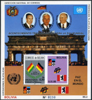 Bolivia 739 Note 2,MNH.Mi Bl.184. Brandenburg Gate, Bush, Weizsacker, Gorbatshov - Bolivie