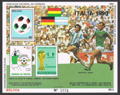 Bolivia 689 Note,MNH.Michel Bl.177. ITALY-1990 World Soccer Cup,1988. - Bolivie