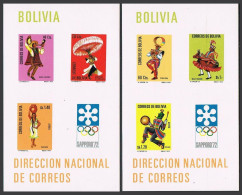 Bolivia C314a-C315a,MNH.Michel Bl.32-33,MNH. Olympics Sapporo-1972.Folk Dances. - Bolivie