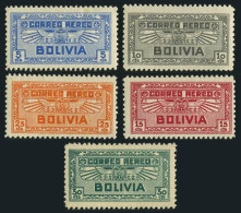 Bolivia C35-C39 Short Set,MNH.Michel 212-216. Air Post 1932.Air Service Emblem. - Bolivia