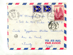 Lettre Cachet Dinan Sur Rouen  Pour Bateau Cachet Port Taufil Suez  Le Caire - Cachets Manuels