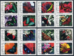 Bolivia 874-889 Blocks/4,MNH.Michel 1193-1208. Butterflies,flowers,1993. - Bolivië