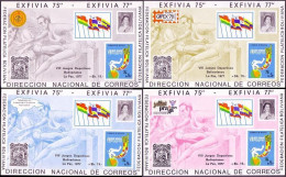 Bolivia 610a-610d,MNH.Mi Bl.74-77. 8th Bolivian Games,1977.EXFIVIA-1975-1977. - Bolivië