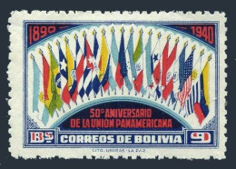 Bolivia 269,MNH.Michel 320. Pan American Union,50th Ann.1940.Flags. - Bolivie