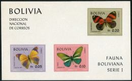 Bolivia 526a,C306a Sheets,MNH.Michel Bl.28-29. Butterflies 1970. - Bolivia