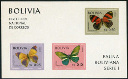 Bolivia 526a,C306a Sheets,MNH.Michel Bl.28-29. Butterflies 1970. - Bolivie