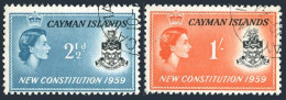Cayman 151-152, Used. Michel 152-153. New Constitution 1959. QE II, Arms. - Iles Caïmans