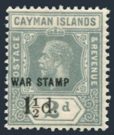 Cayman MR 7,lightly Hinged.Michel 50. War Tax Stamps 1919. - Iles Caïmans