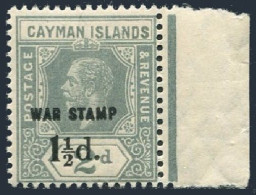 Cayman MR 7 Right Margin,MNH.Michel 50. War Tax Stamps 1919. - Cayman (Isole)