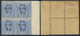 Cayman MR 2-MR2a Block/4,hinged.Michel 46-46-I. War Tax Stamps 1917. - Cayman Islands