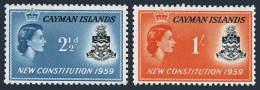 Cayman 151-152, MNH. Michel 152-153. New Constitution 1959. QE II, Arms. - Cayman Islands