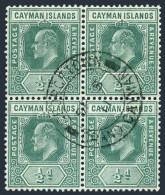 Cayman 21 Block/4,used.Michel 21. King Edward VII,1907. - Kaaiman Eilanden