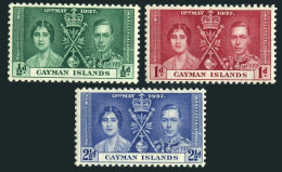Cayman 97-99, Lightly Hinged. Coronation 1937. Queen Elizabeth & King George VI. - Kaaiman Eilanden