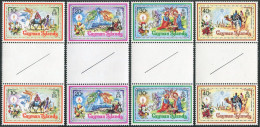 Cayman 430-433 Gutter, MNH. Mi 434-447. Christmas 1979. Donkey, Camel, Flowers, - Cayman Islands