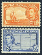 Cayman 114-115, MNH. Michel 107,109. King George VI. Cayman Schooner,Map,Shells. - Kaimaninseln