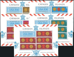 Cayman 372-376, 376a Sheets, MNH. USA-200, 1976. Seals, Liberty Bell, Turtle. - Caimán (Islas)