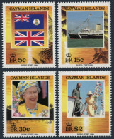 Cayman 677-680,MNH.QE II,Prince Philip Visit:Flag,Yacht - Iles Caïmans