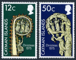 Cayman 366-367,367a,MNH.Michel 362-363,Bl.8. Christmas 1975.Crucifixion,Ivory. - Cayman (Isole)